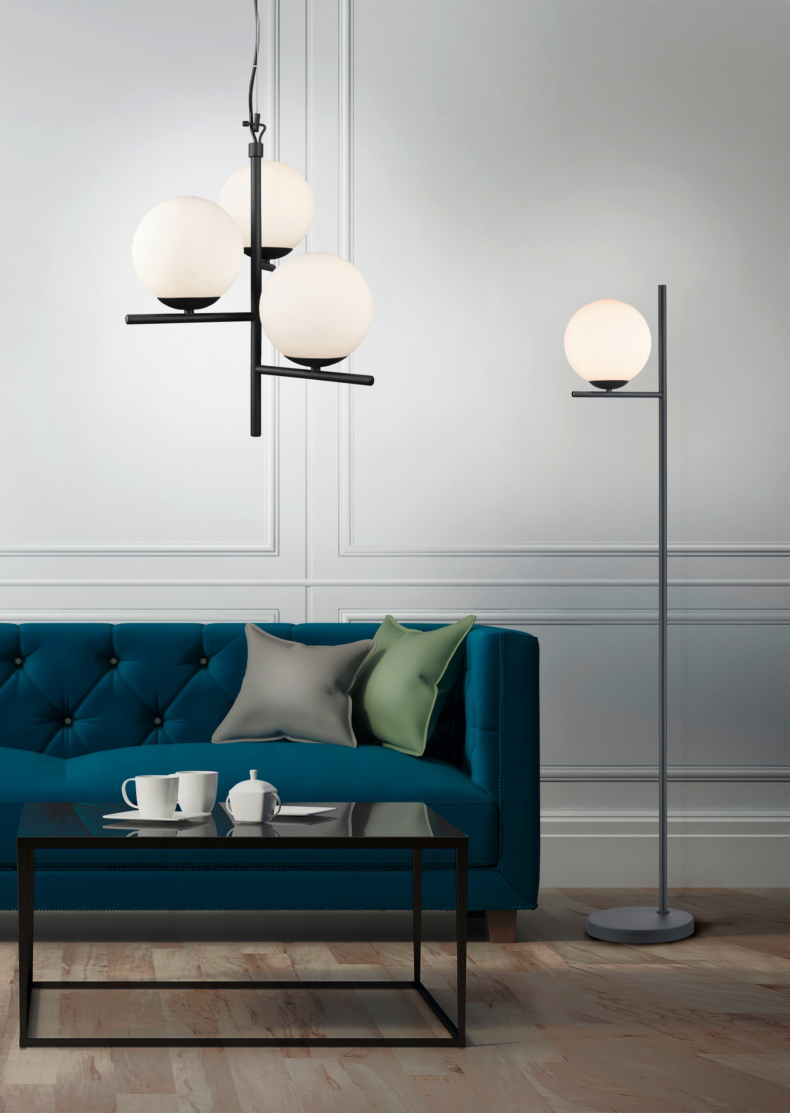 Lampada a Sospensione da Interno  E14 in Metallo Nero Opaco