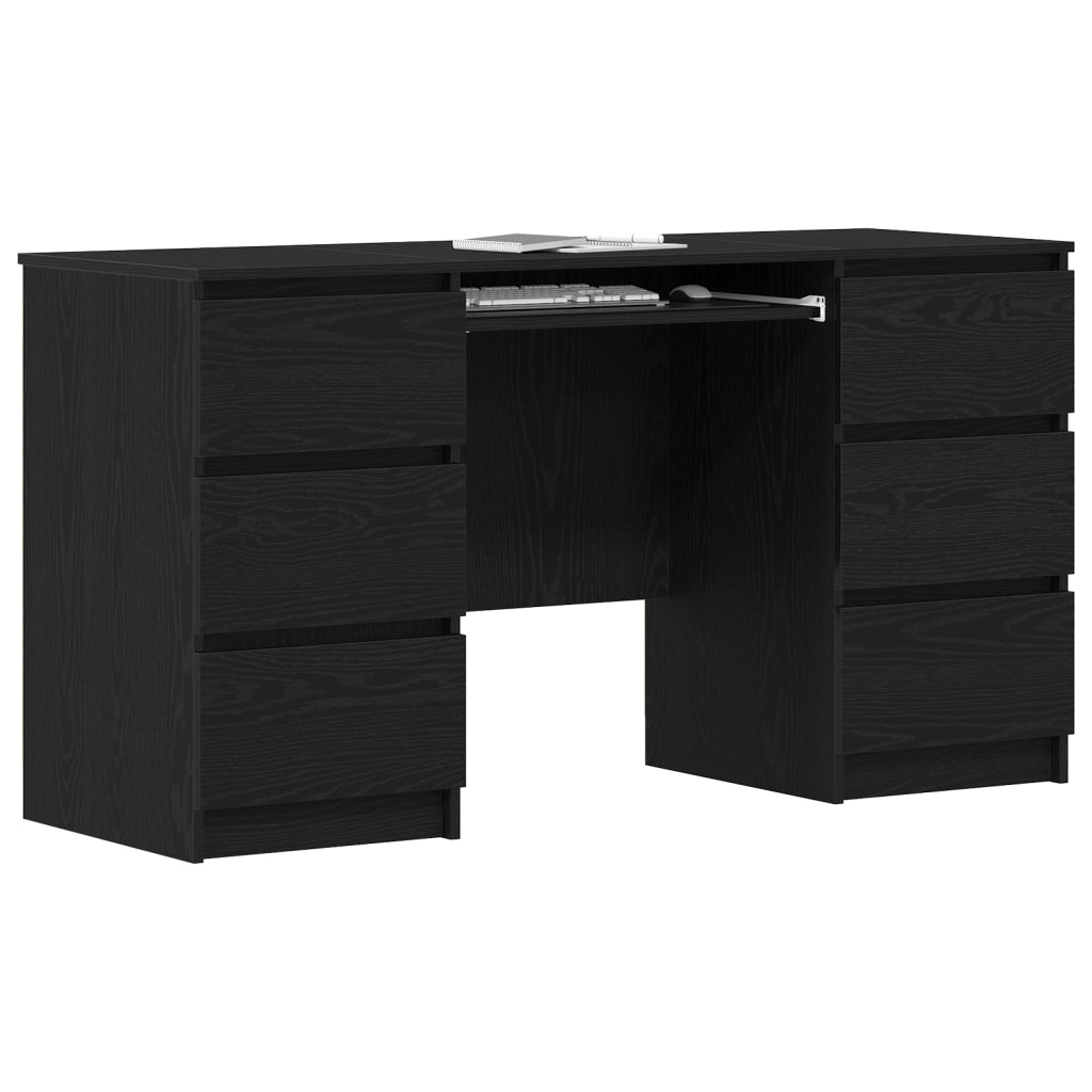 Scrivanie 2 pezzi in rovere nero 140x50x76 cm in legno ingegnerizzato