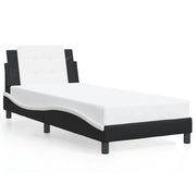 Letto singolo | Letto per adulti | Giroletto senza Materasso Zadar Nero e Bianco 90x200 cm in Similpelle