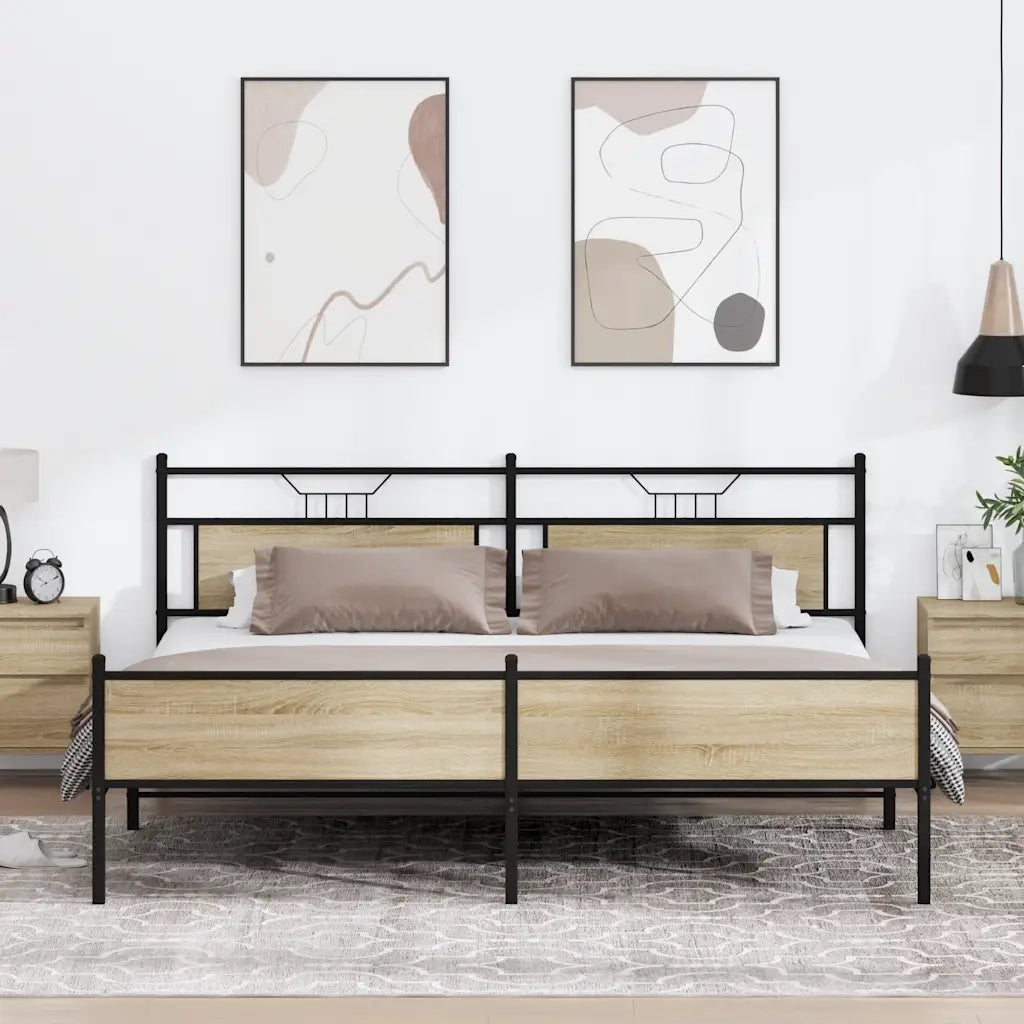 Giroletto senza Materaso in Metallo Rovere Sonoma 200x200 cm 3325128