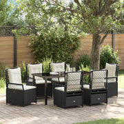 Set da Pranzo per Giardino 7 pcs Nero polyrattan 3380985