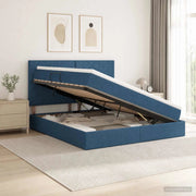 Letto con contenitore e materasso Blu 180 x 200 cm Tessuto 3459587