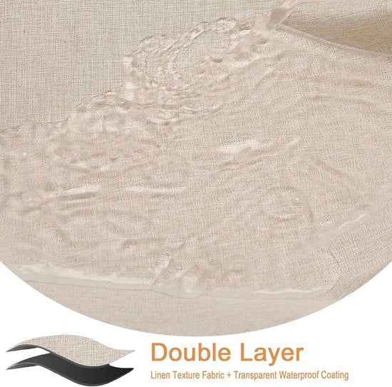 Douchegordino impermeabile, 182 x 182 cm tenda da bagno in lino con trattamento non permeabile, tessuto resistente a muffa e funghi, tenda da doccia in poliestere e materiale rapido all'asciugatura / chiusura pesante - beige