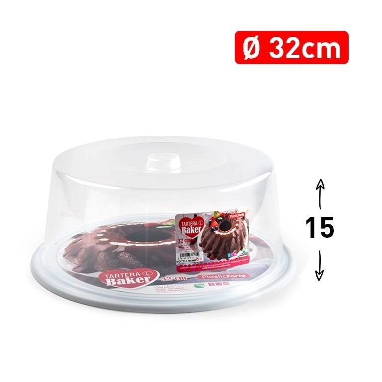 Contenitore Copritorta Baker Bianco Alto 32 x 15 cm