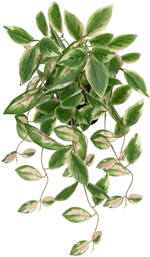 Decorazione di arte finta pendente con pianta artificiale e vaso, pianta artificiale per esterno, decorazione per camera da letto, ufficio, finestra, decorazione interna, 50cm, verde-rosa