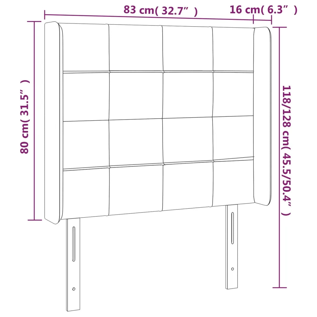 Testiera a LED-Testata con LED Marrone Scuro 83x16x118/128 cm in Tessuto 441728