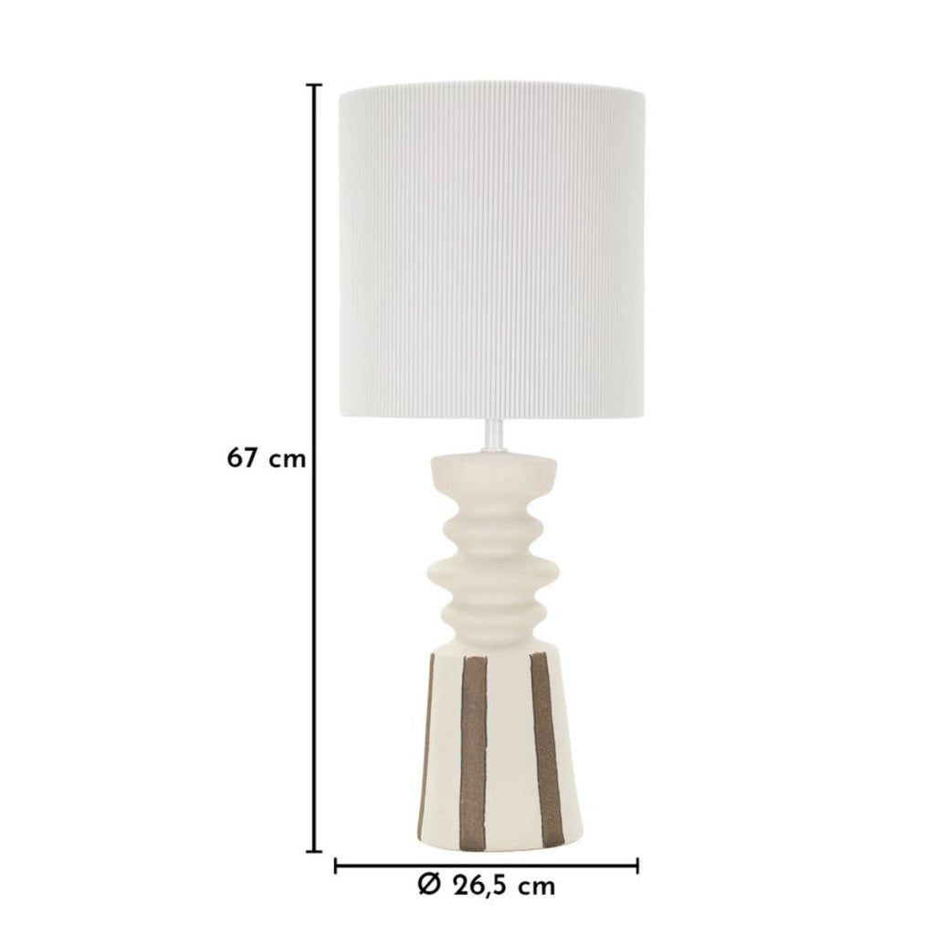 Lampada da tavolo Tribal in ceramica bianca e oro