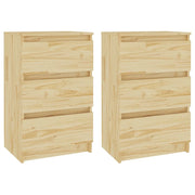 Set di 2 Comodini | Armadio da Notte | Mobiletto da notte 40x29,5x64 cm in Legno Massello di Pino