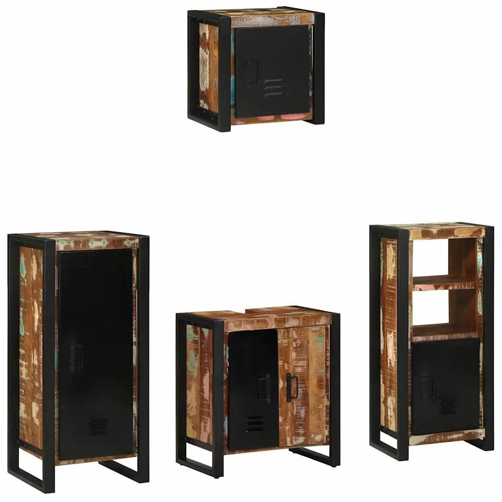 vidaXL Set di mobili per il bagno 4 pcs Legno massello riciclato