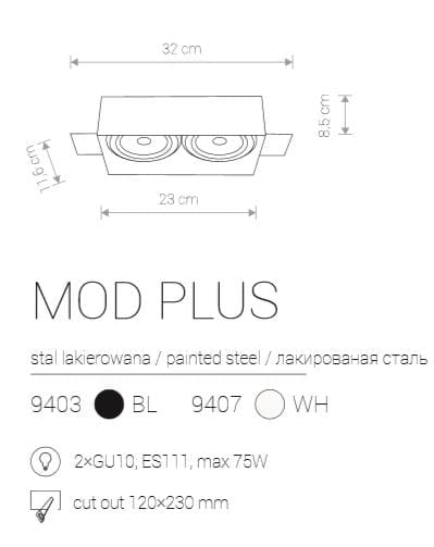 Nowodvorski Downlight faretto incasso nero metallo 2xES111