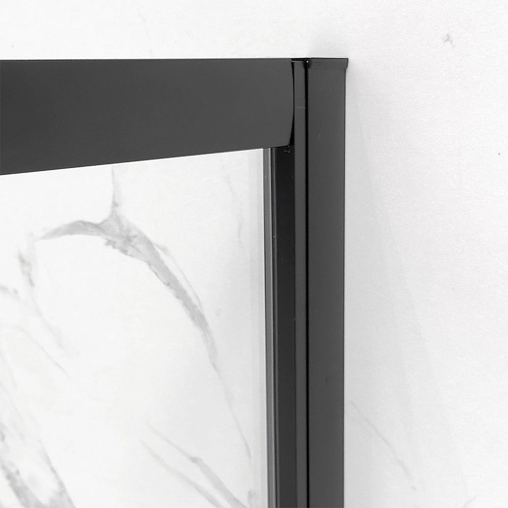 Box doccia 3 lati 70x120x70 in vetro temperato trasparente doppio scorrevole con profili neri Tay