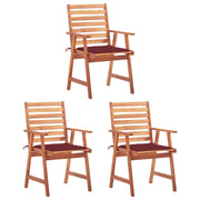 Sedie da Pranzo da Esterni con Cuscini 3 pz Massello di Acacia cod mxl 8118