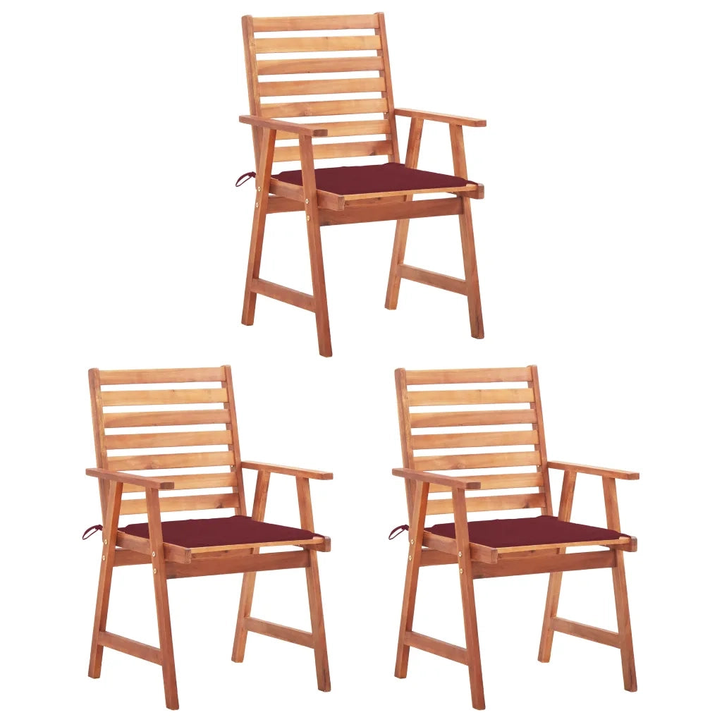 Sedie da Pranzo da Esterni con Cuscini 3 pz Massello di Acacia cod mxl 8118