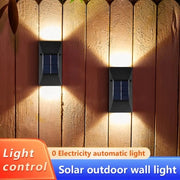 Due pezzi di lampade a parete solari acqua-resistenti per esterno, cortile, giardino, terrazza, balcone, atmosfera, movimento, caldo, luce decorativa