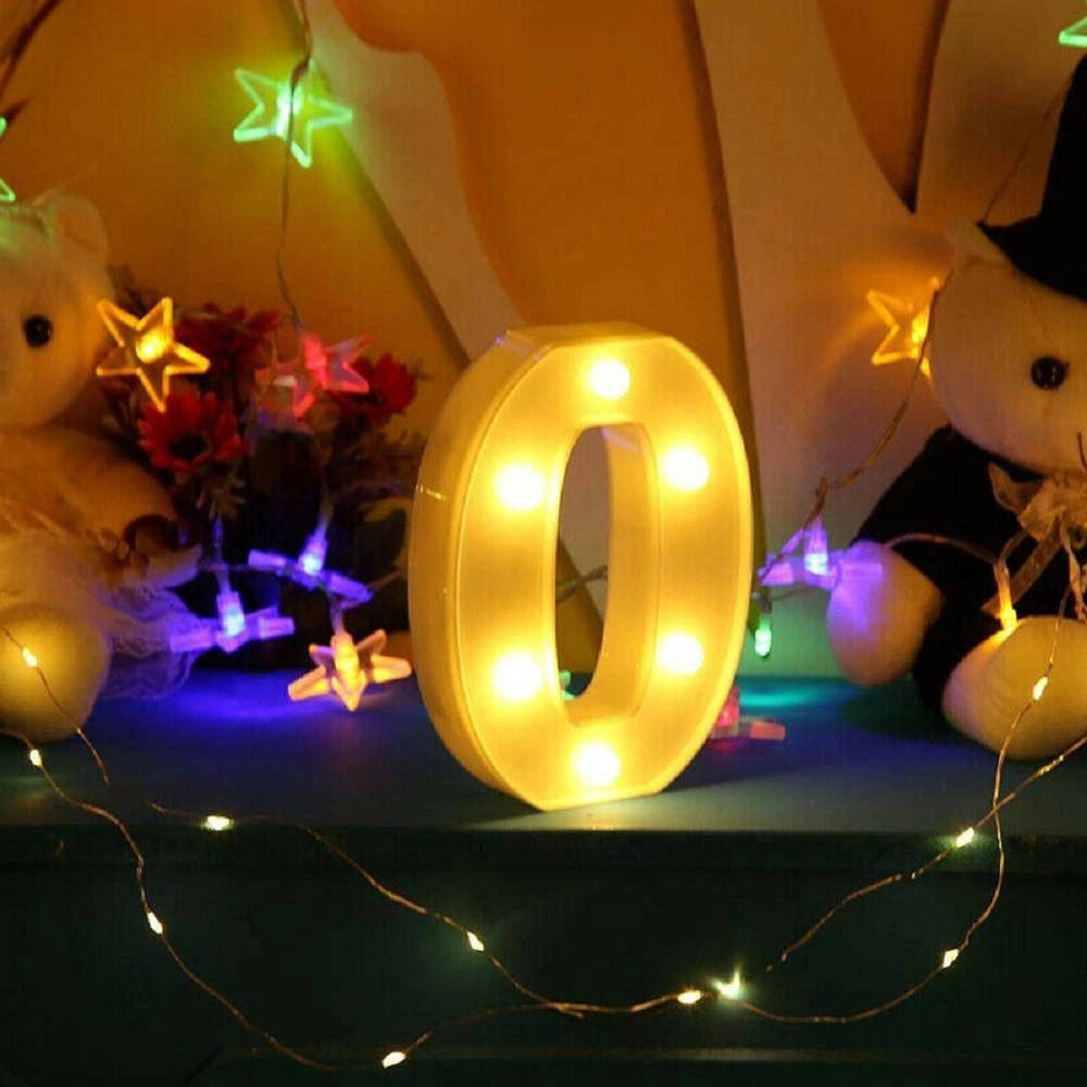 Trade Shop - Numero 0 Luminoso Bianco A Led Decoro Per Eventi Feste Luce Calda 3000k 16x3cm -