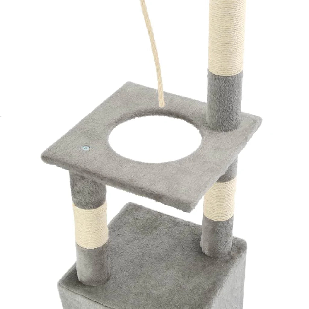 Tiragraffi albero per gatti cuccia per gatti giocattolo peluche sisal 109 cm grigio 3702239