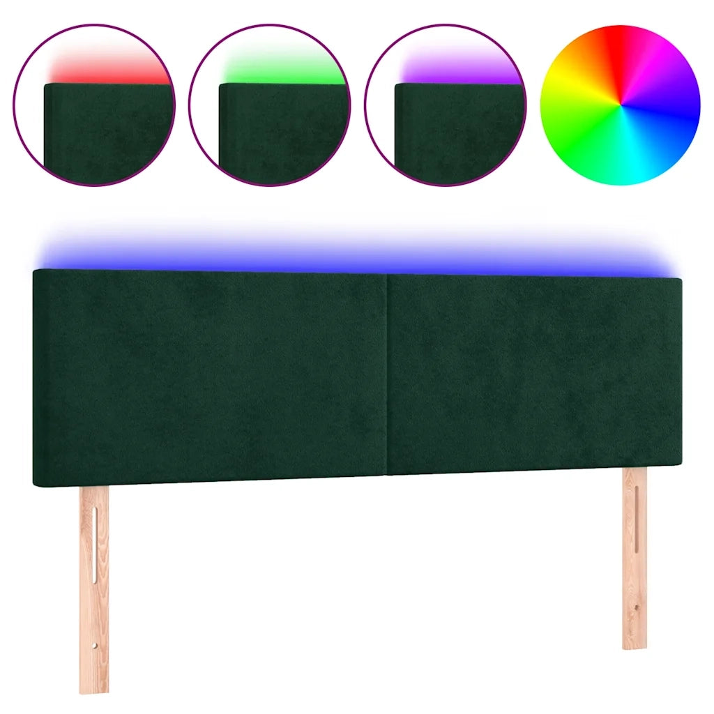 Testiera a LED Verde Scuro 144x5x78/88 cm in Velluto