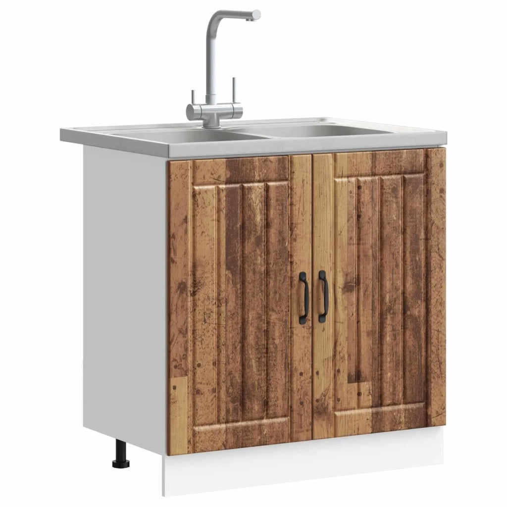 Mobiletto per lavabo Lucca 2 pz Legno vecchio 3315019