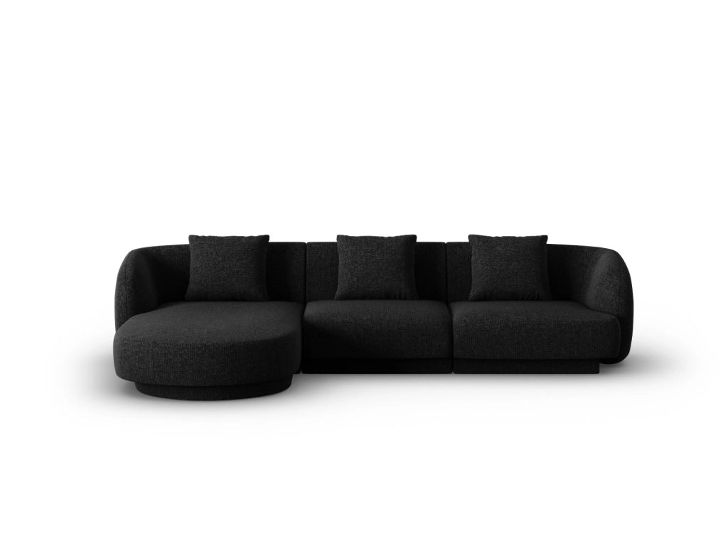 Cosmopolitan Design - Divano angolare sinistro "Tulum" 4 posti in ciniglia nero 