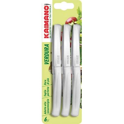COLTELLO VERDURA DINAMIK KAIMANO - MANICO PLT BIANCO/INOX  CM  8,5 CF=PZ 6- 2 confezioni