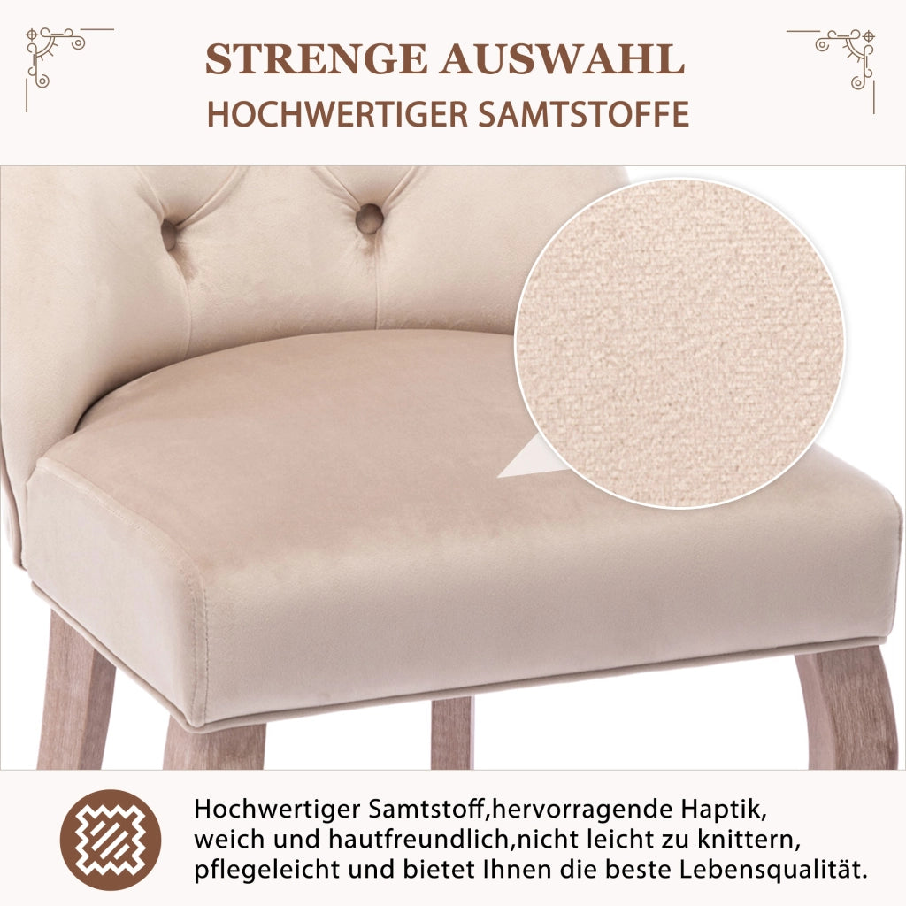 SEDIA da pranzo in velluto beige 97x51x47 cm Set 2 pezzi