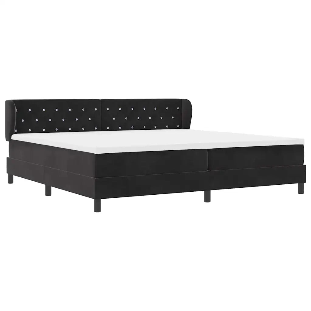 Letto a molle con materasso Nero 200 x 200 cm Velluto 3340354