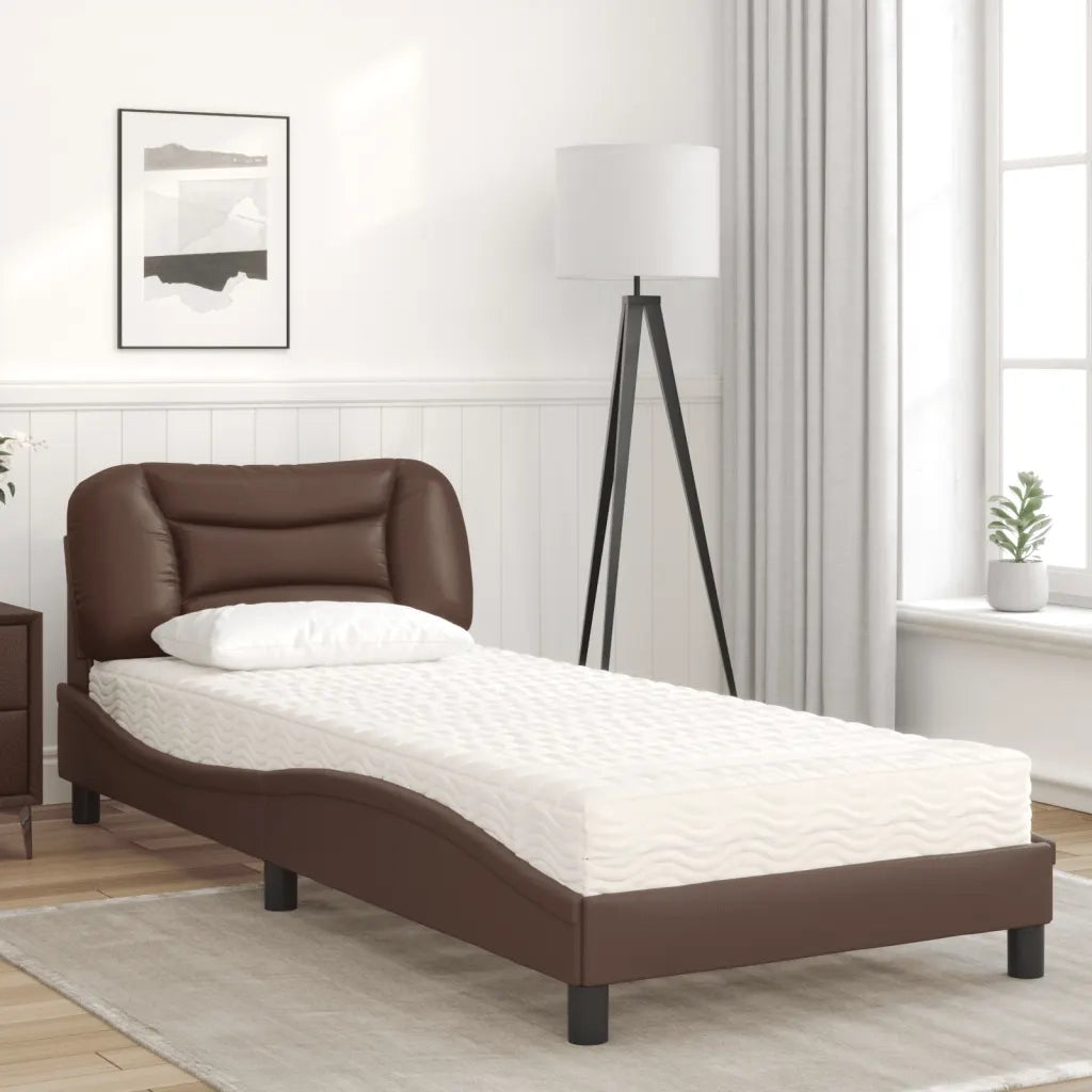 Letto con Materasso Hvar Marrone 80x200 cm in Similpelle 3208684
