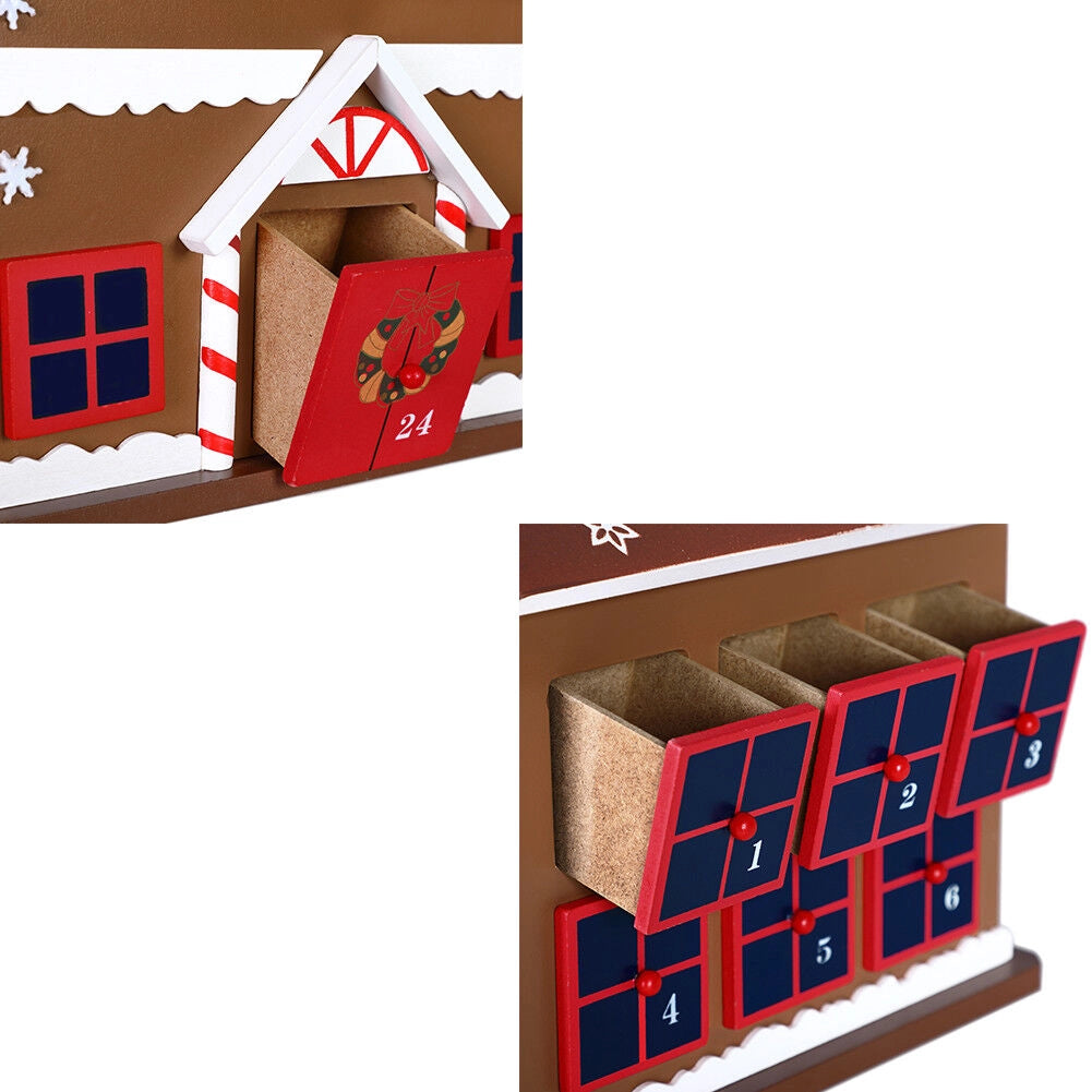 Calendario Avvento di Natale Casetta in Legno 24 Cassetti Decorazioni Natalizie