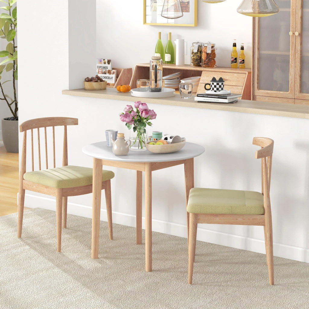 Tavolo da pranzo rotondo ¨C zephmum ¨C bianco + legno naturale 75x75x76 cm