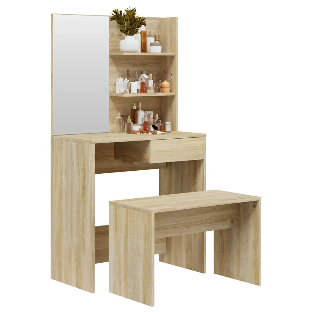 Set Tavolo da Toeletta Rovere Sonoma 74,5x40x141 cm