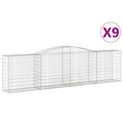 Set di 9 gabbioni ad arco per recinzione gabbia o muro di contenimento 400 x 50 x 100/120 cm ferro zincato argento 02_0041307