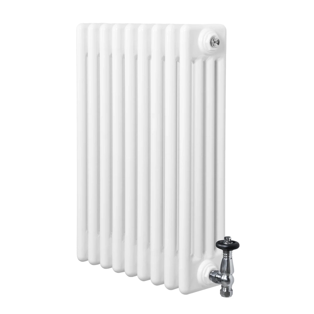 Radiatore Tradizionale 4 Colonne Orizzontale Bianco & Valvole 600 x 425 mm