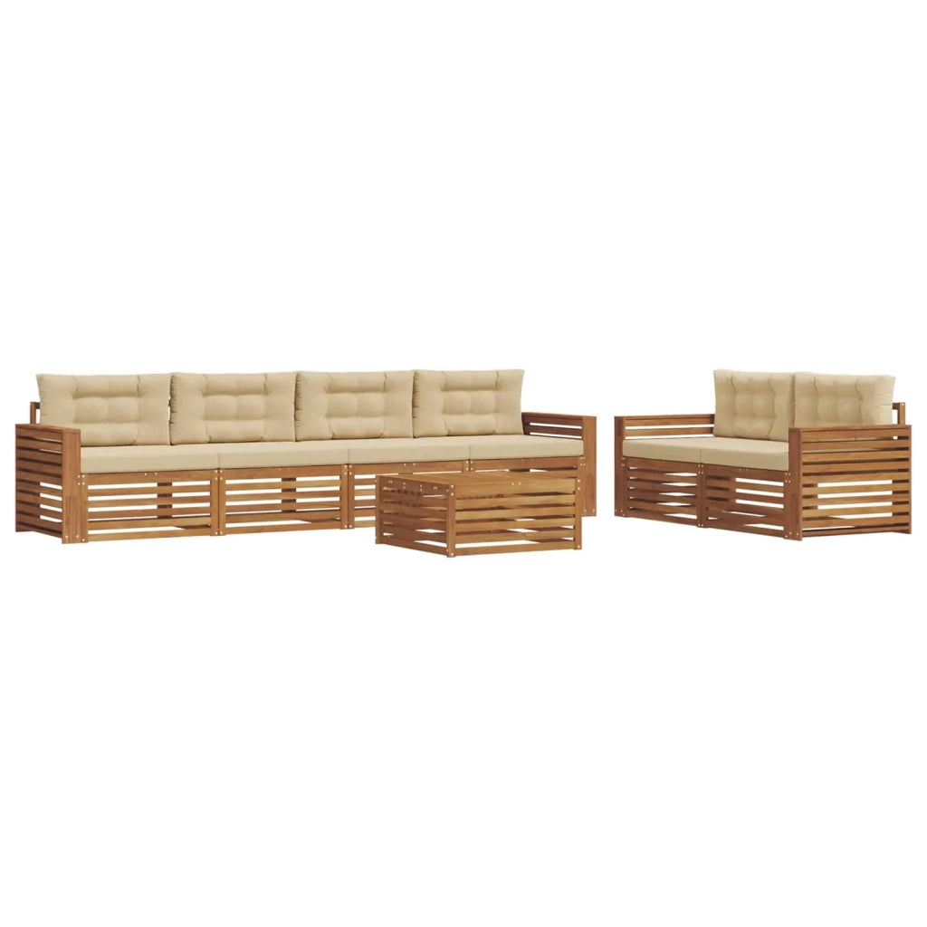 Set di divani da esterno con cuscino 7 pcs Naturale e Beige
