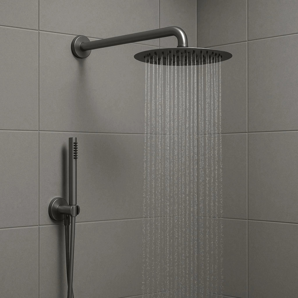 Set per doccia soffione tondo in acciaio inox 250 millimetri canna di fucile *** finitura- canna di fucile, confezione 1