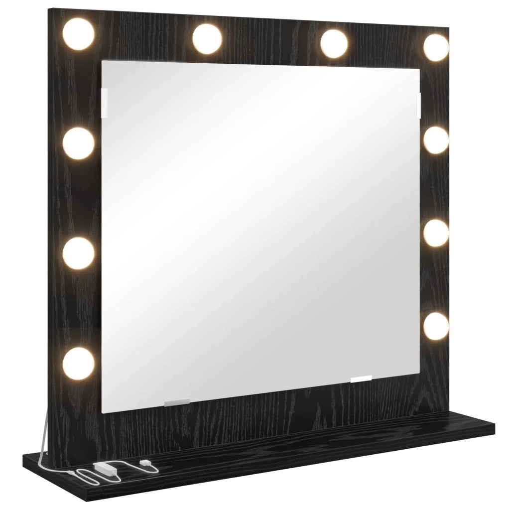 Specchio da Vanità Rettangolare Rovere Nero 60 x 55 x 18 cm 868286