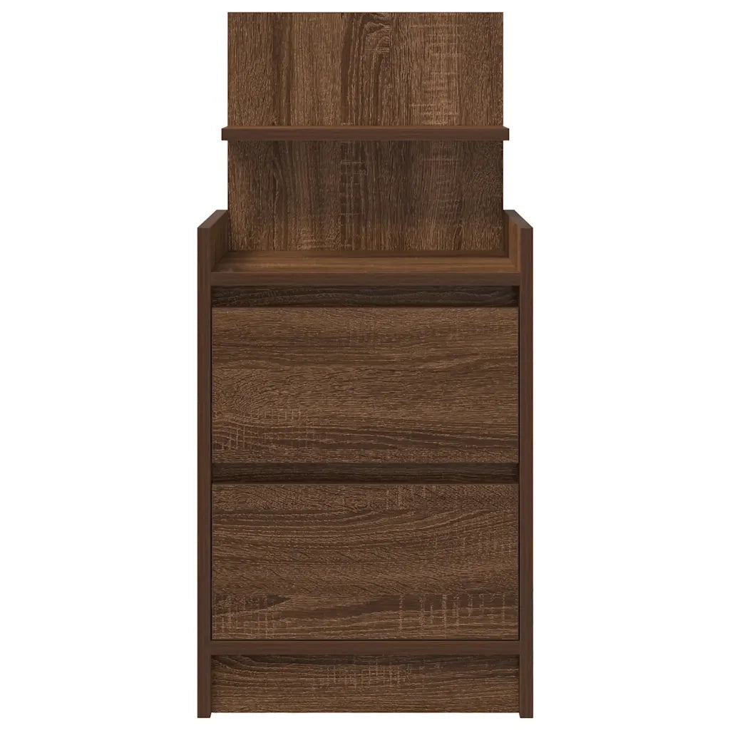 Comodino con 2 Cassetti Rovere Marrone 38x34x80 cm