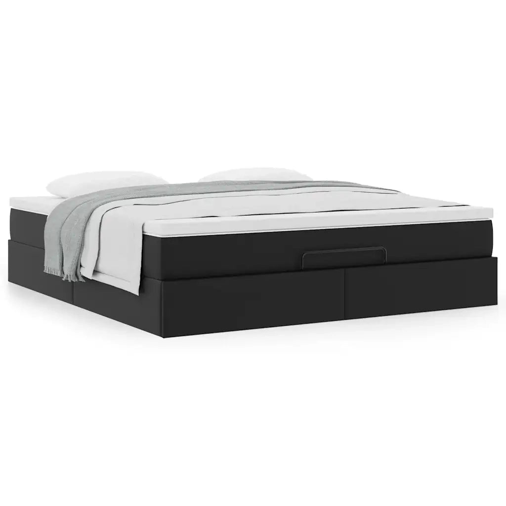 Struttura Letto Pouf con Materasso Nero 180x200 cm Similpelle 3311051