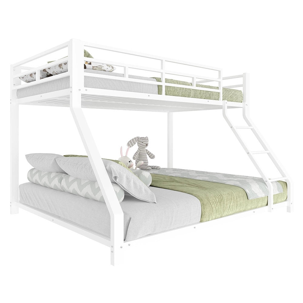 Letto a castello metallico 90+140x200cm - Xylo - bianco, EN747, sicuro