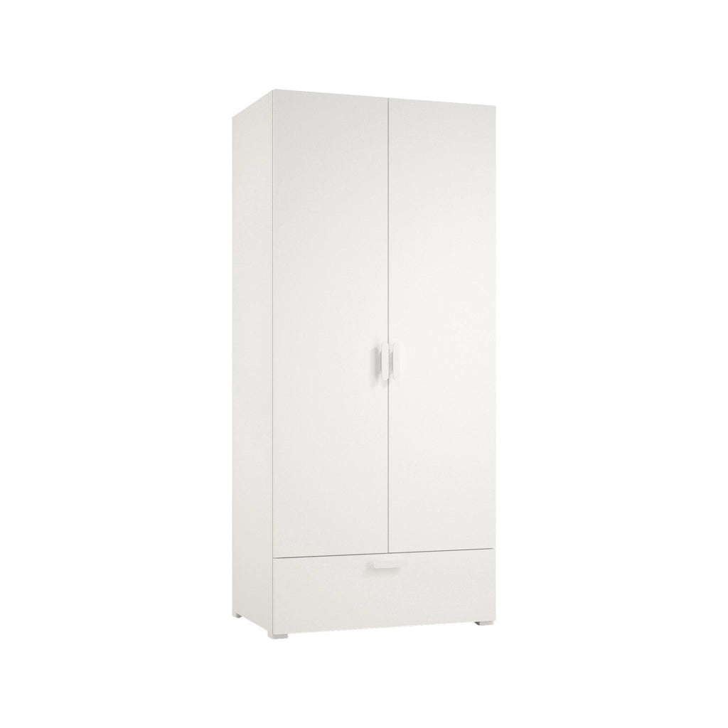 Armadio Camera da Letto Centaurea, Guardaroba 2 Ante Appendiabiti Made in Italy, 52.00x180.00h cm Bianco