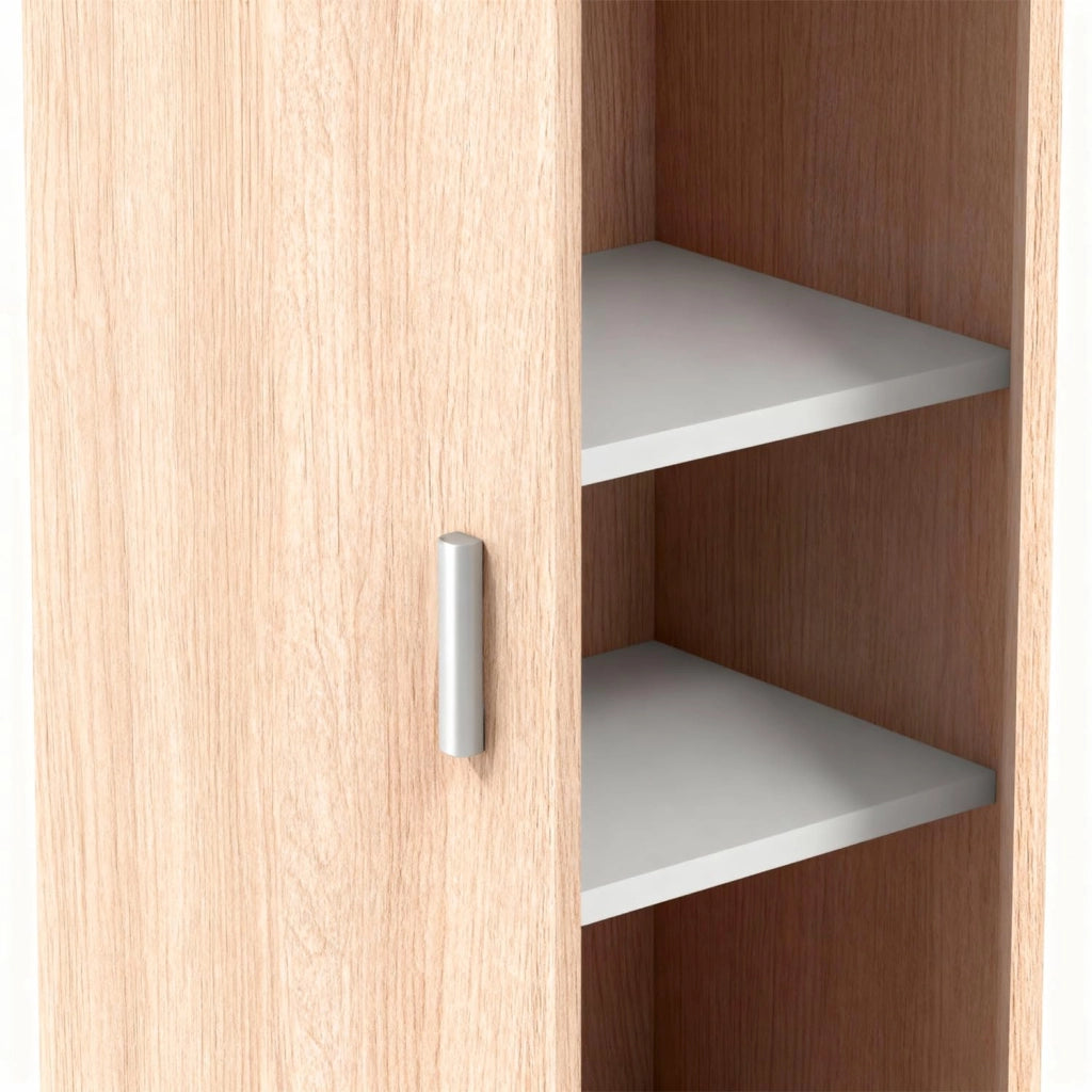 Armadio Con 1 Anta Armadietto Dispensa Mobile Multiuso Salvaspazio Con Ripiani Regolabili Anta Reversibile Ideale Per Cucina Ripostiglio Bagno Terrazzo 37 x 37 x 180 Cm Rovere