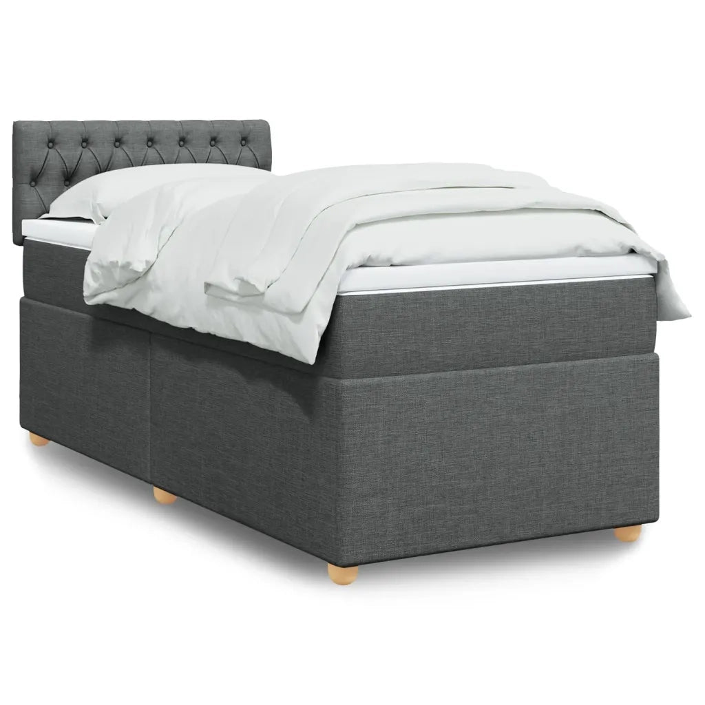 vidaXL Giroletto a Molle con Materasso Grigio Scuro 90x190 cm Tessuto