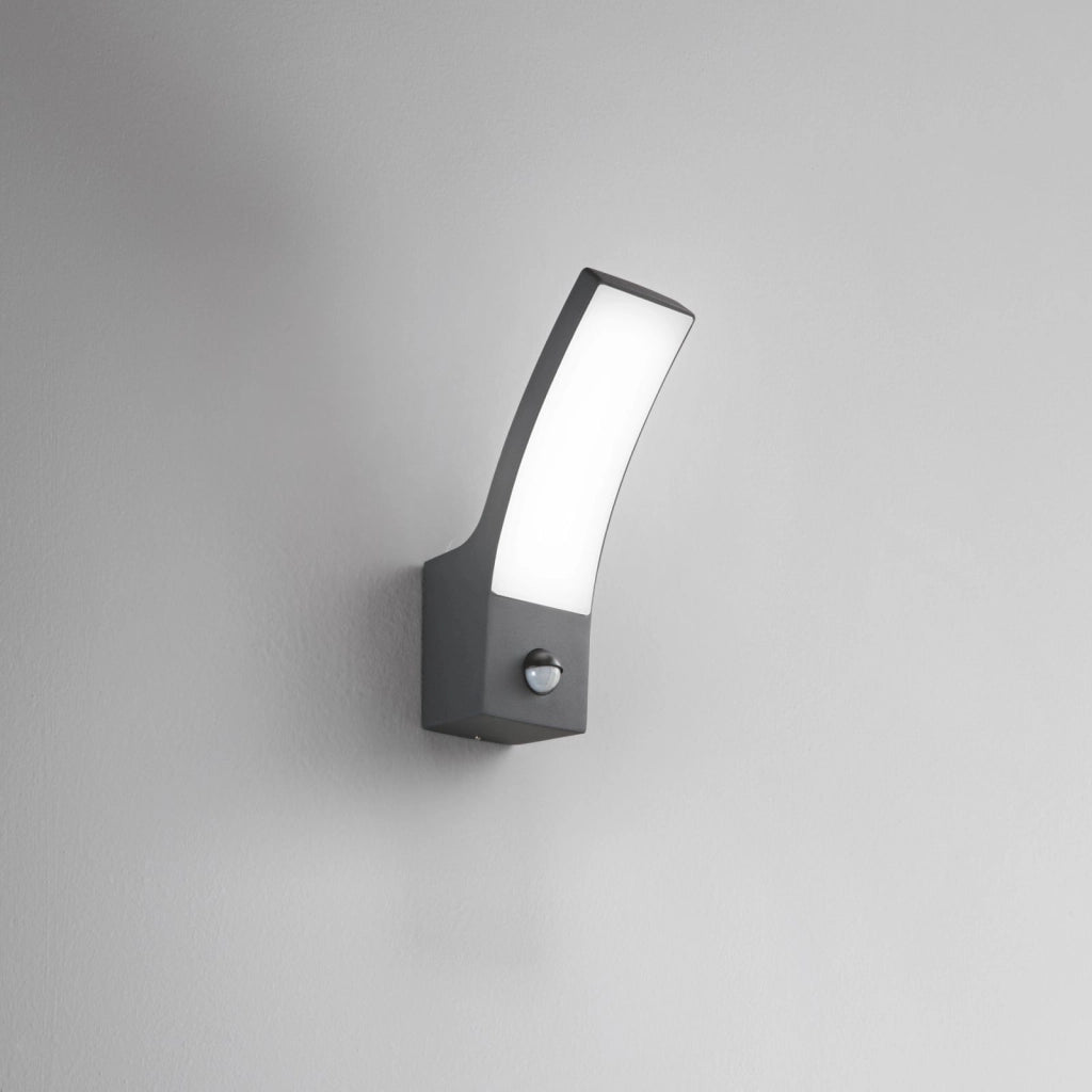 APPLIQUE LED SAIL ANTRACITE 12W 1440LM CCT 3000K / 4000K IP65 CON SENSORE 8X16X24,5CM