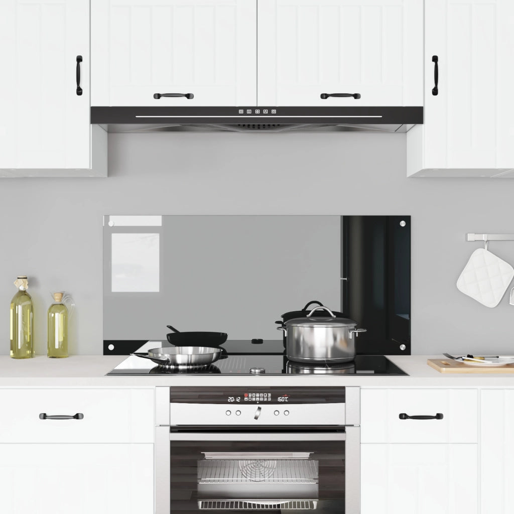 Paraforno per Cucina  Nero 110x50x0,6 cm in Vetro Temperato
