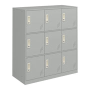 Armadietto metallico con 9 ante 100 x 90 x 40 cm acciaio laccato grigio chiaro 03_0009184