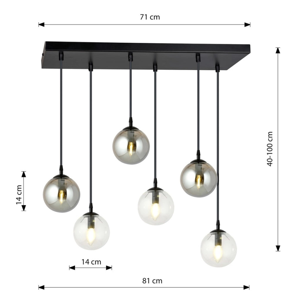 Lampada a sospensione Cosmo in acciaio nero e vetro