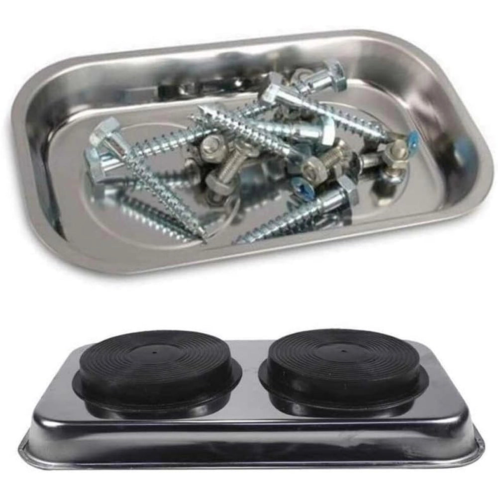 Set 4pz Vassoio Vaschetta Piatto Magnetico Porta MInuteria Viti Bulloni + Ganci