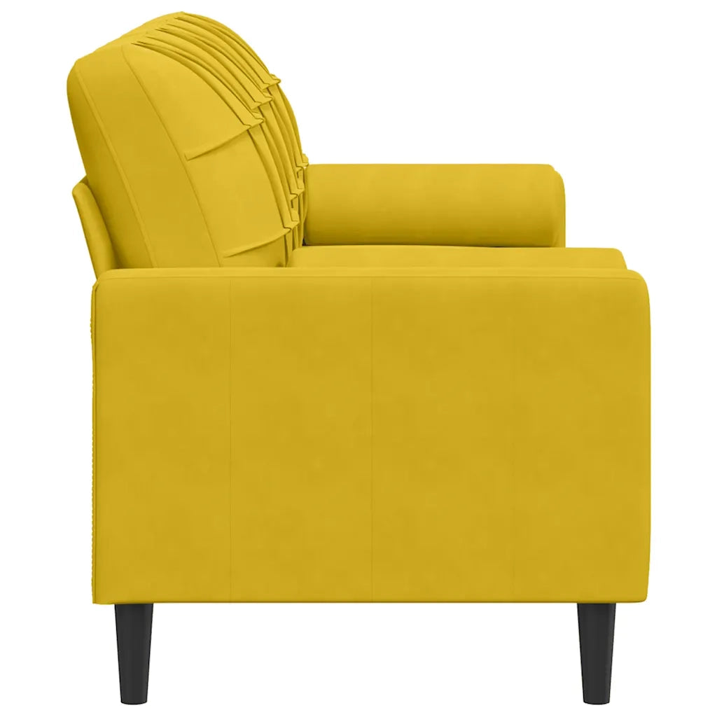 Divano a 3 Posti con Cuscini Giallo 180 cm in Velluto