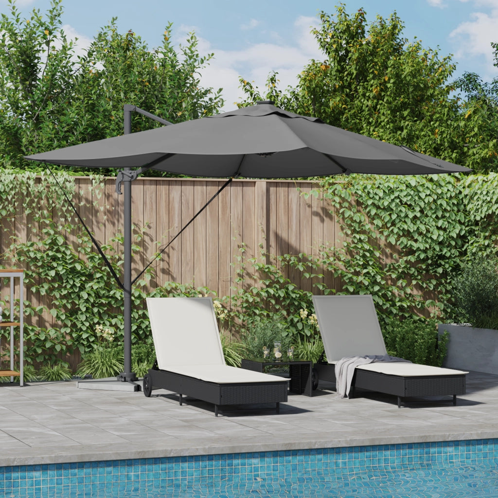 Ombrellone a sbalzo Roma con LED Antracite 352x251x265 cm Alluminio