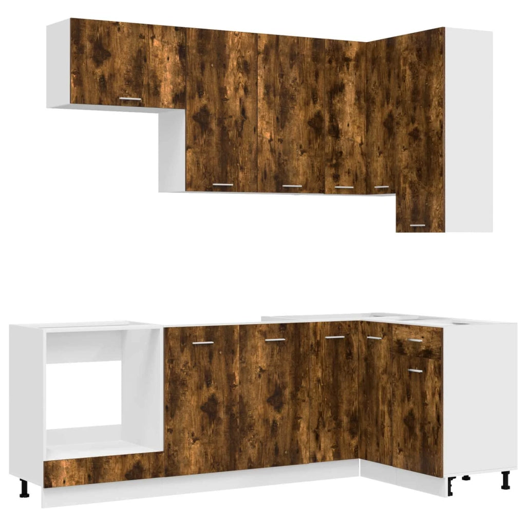 Unità Cucina LYON 8 pcs Rovere Fumo Legno ingegnerizzato 3438443