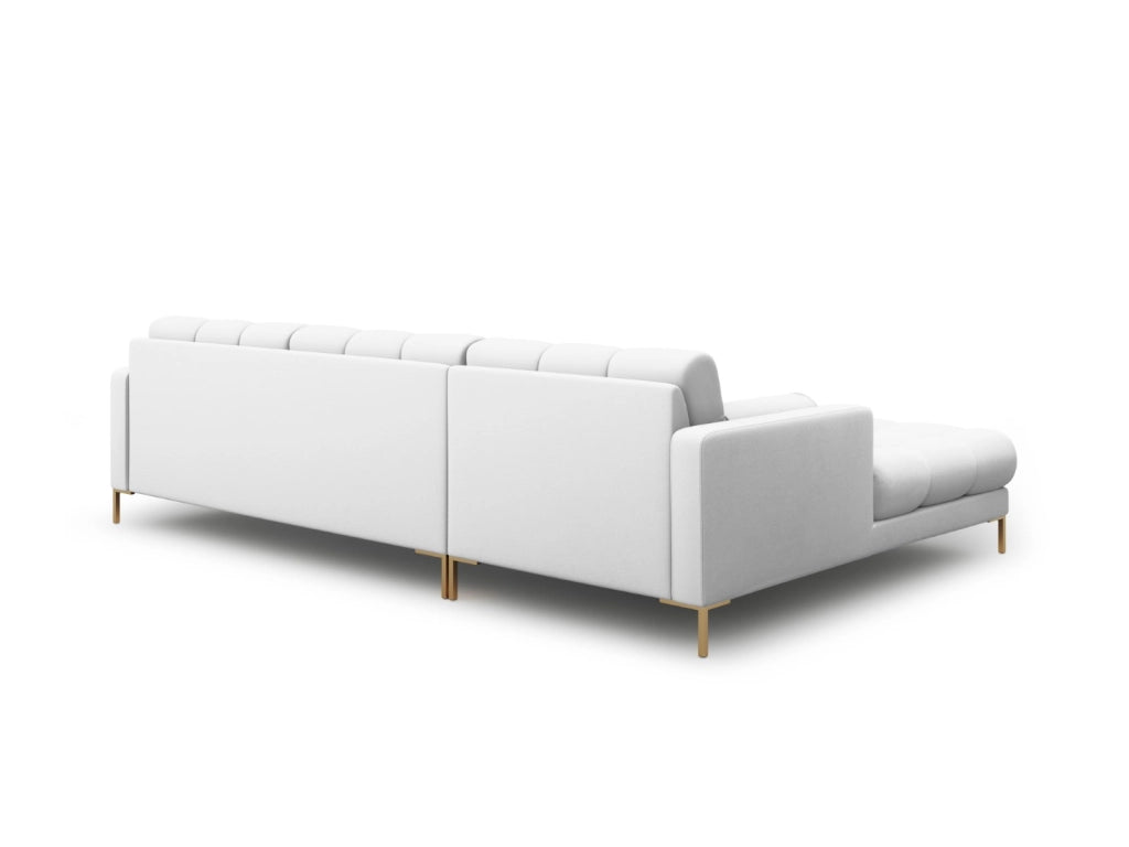 Cosmopolitan Design - Divano angolare sinistro "Bali" 5 posti in tessuto strutturato grigio chiaro 